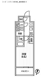 シーズンフラッツ新大塚 1階1Kの間取り