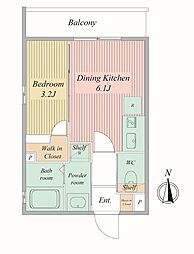 Live Flat京都西院 1DKの間取図画像