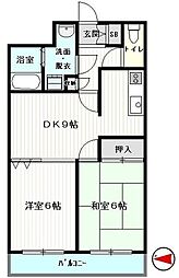 シャトー・ド・ピエール第一石川ビル 2DKの間取図画像