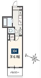 MELDIA稲城長沼 3階1Kの間取り