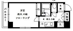 クレール目黒 1Kの間取図画像