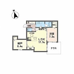 フェリス阪南町 1階1SLDKの間取り