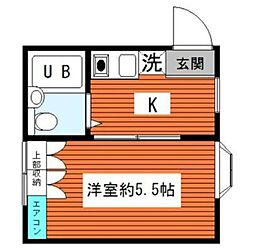 フラワーコーポ 1Kの間取図画像
