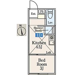 PW HOUSE 1階1Kの間取り