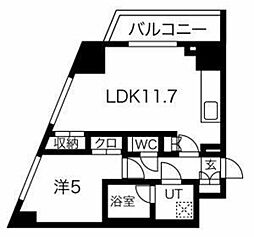 スパシエ蒲田グランドタワー 1LDKの間取図画像
