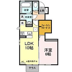 ルミエールK 1階1LDKの間取り