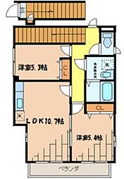 アムールSEIWA 2階2LDKの間取り