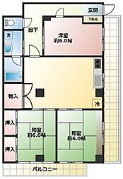 河内屋ビル 3階3LDKの間取り