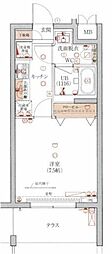 ライジングプレイス松戸 1Kの間取図画像