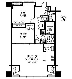 アーバンパーク代官山2 4階2LDKの間取り