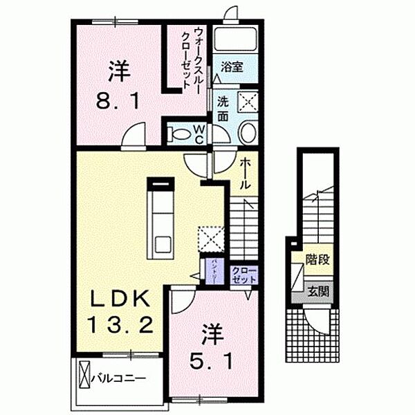 レジデンス　Ｍ－III 202｜福岡県久留米市田主丸町田主丸(賃貸アパート2LDK・2階・58.70㎡)の写真 その2