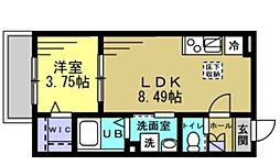 アーバン新検見川 1階1LDKの間取り
