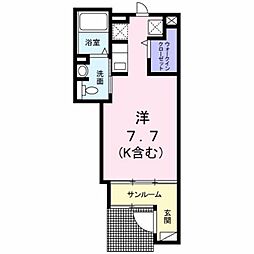 京王線 平山城址公園駅 徒歩3分の賃貸アパート 1階ワンルームの間取り
