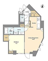ドゥーエ西麻布2 1LDKの間取図画像