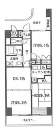 エクセラージュ船堀 3階3DKの間取り