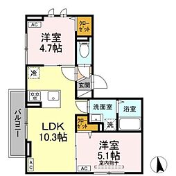 Kai Terrace 2LDKの間取図画像