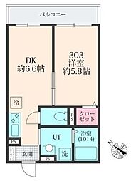 メグリオ南流山 3階1DKの間取り
