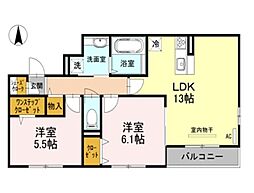 スリーズM 2LDKの間取図画像