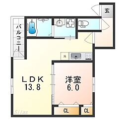 南海高野線 我孫子前駅 徒歩6分の賃貸アパート 1階1LDKの間取り