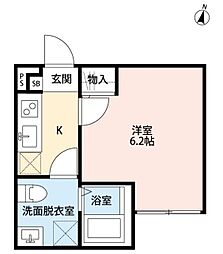 エクステンションR 2階1Kの間取り