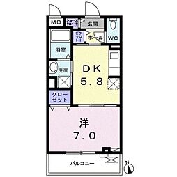 グランデ・スライブ 1DKの間取図画像