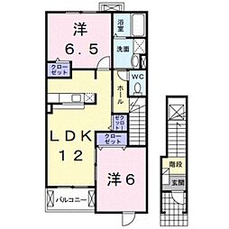 プランドール3 2LDKの間取図画像