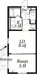 ルマーJ 1LDKの間取図画像