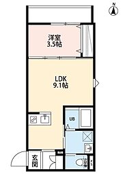 robot home 市川大野 2階1LDKの間取り