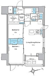 ルフォンプログレ品川戸越 10階2LDKの間取り