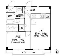 碑文谷メゾン 1DKの間取図画像