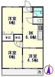 赤羽ハイコーポ 7階3DKの間取り