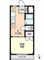 フラワーハイム 1Kの間取図画像