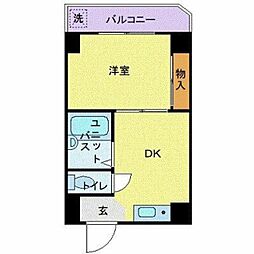 京急本線 京急川崎駅 徒歩6分の賃貸マンション 10階1DKの間取り