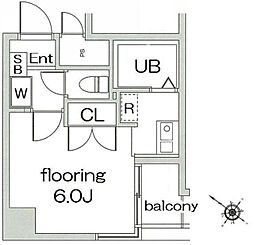 グランヴァン水天宮 1Kの間取図画像