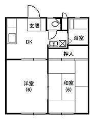 ハイツカサイ 2DKの間取図画像