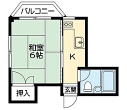タキカワコーポ 1Kの間取図画像