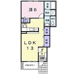 プレシャスコートＫ西浜 1階1LDKの間取り
