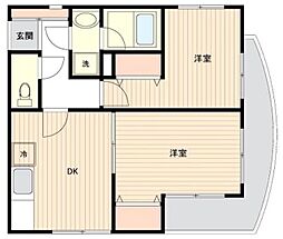 プラムコート沼袋 2DKの間取図画像