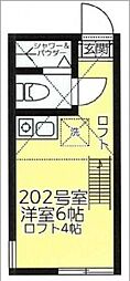 ユナイト桜本キップリング ワンルームの間取図画像