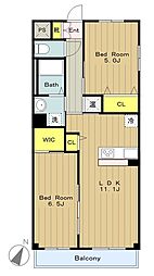 カトレア 2LDKの間取図画像