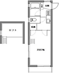 メゾンフジヌキ 1階ワンルームの間取り
