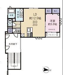 Ange de Bonheur 2階1LDKの間取り