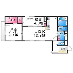 シュトラール鳳 2LDKの間取図画像