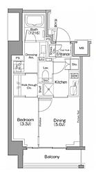 ザ・パークハビオSOHO南青山 1DKの間取図画像