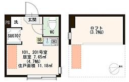 エスカリエ ワンルームの間取図画像