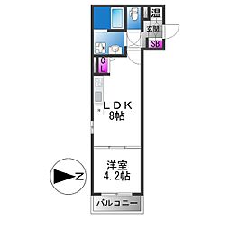 マリブガーデン堺駅 1LDKの間取図画像