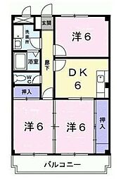 メルセラージュ 3階3DKの間取り