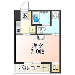 レクシア鶴ヶ丘 1Kの間取図画像
