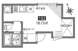 グランエッグス杉並松庵 1階ワンルームの間取り