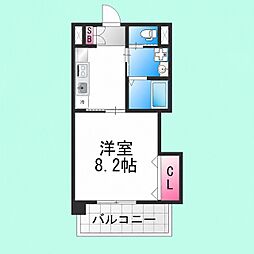 朱雀 1Kの間取図画像